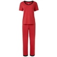 thumbnail image 6 of Fruit of the Loom Women's Soft & Breathable V-Neck Short Sleeve Top & Pajama Pant Set, Sizes S-4X, 6 of 10