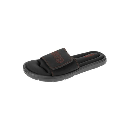 

IZOD Men s Memory Foam Sandal Adjustable Sport Slide Black Red XXL/Men s Size 13