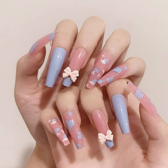 Nude Coffin Clouds Designs, Comfortable Wear, Adhesive Tabs Included, Square Medium Fake Nails, Perfect for Nail Salon and Diy Home Nail Art, 24 Pieces