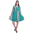 thumbnail image 2 of Moomaya Designer Printed Short Flared Dress Full Sleeve Velvet Tunic Dresses For Women, 2 of 7