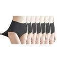 thumbnail image 3 of 7 Pack Womens High Waisted Briefs Underwear Soft Stretch Ribbed Panties Full Coverage Ladies No Show Briefs XL, 3 of 7