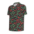 thumbnail image 2 of Balery Strawberry Printed Men’s Short Sleeve Polo Shirt, Midweight Men's Shirt,Golf Polo shirts -Large, 2 of 9