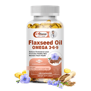 Flaxseed Oil Softgels - with Omega 3 6 9 Supplement - Ruduce Cholesterol Level, Support Heart Health & Skin Health - 120 Capsules