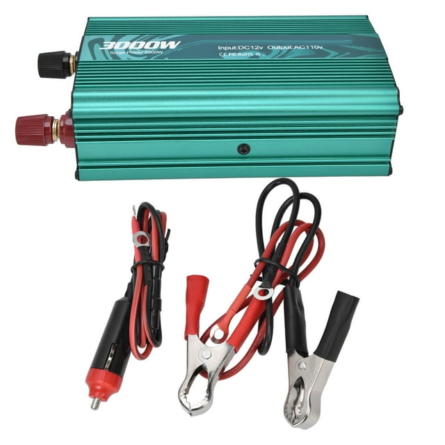 Convertidor De CC A CA, Conductividad Térmica 12V A 110V 3000W Inversor De Onda Sinusoidal Pura Para TV Octpeak Verde
