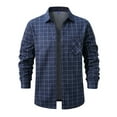 thumbnail image 2 of Yusimy Men's Plaid Shirt Long Sleeve Button-Up Collar Flannel Shirt with Pockets Fleece-Lined Warm Casual Style, 2 of 9