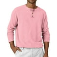 thumbnail image 2 of Inglocry Mens Long Sleeve Henley Shirts Stretch Casual 3 Button Tee Baisc Plain Soft Basic Tops For Men Pink L, 2 of 7