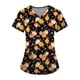 thumbnail image 1 of Blusa médica con estampado de calabaza de Halloween para mujer: uniforme médico de manga corta con cuello en V, 1 of 3