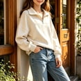 thumbnail image 5 of RYRJJ Girls Half Zip Sweatshirt Lightweight Long Sleeve Pullover Top Drop Shoulder Sweatshirts Fall Fashion Clothes for Kids Boys, 5 of 9