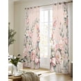 thumbnail image 5 of Easter Bunny Sheer Curtains 63 Inch Length 2 Panels Set for Living Room/Bedroom, Cute Pink Rabbit Rose Flowers Pastoral Botanical Kitchen Curtains Grommet Curtains Window Treatments 42"x63"x2, 5 of 7