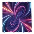 thumbnail image 2 of Ambesonne Cyber Shower Curtain, Swirling Colorful Retro Lines, 69"Wx70"L, Violet Pale Peach Aqua, 2 of 4
