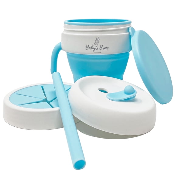 Baby's Brew BPA Free 2-n-1 Snack and Sip Cup, Blue, 13.5 oz
