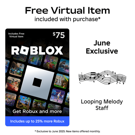 Roblox $75 eGift Card [Digital] + Exclusive Virtual Item.