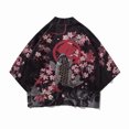 thumbnail image 3 of Get Ready to Turn Heads with Our Fashion-Forward Shirts and Vests! HIMIWAY Perfect Fit Shirts Summer Japanese Five Point Sleeves Kimono Mens and Womens Cloak Jacke Top Blouse Black XXL, 3 of 5