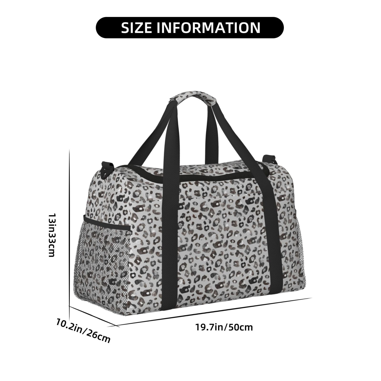 Ratiio Wild Animal Leopard Print Pattern Hand Travel Bag, Weekender Carry On for Women Men, Sports Gym Bag, Workout Duffel Bag, Overnight Shoulder Bag fit 15.6 Inch Laptop