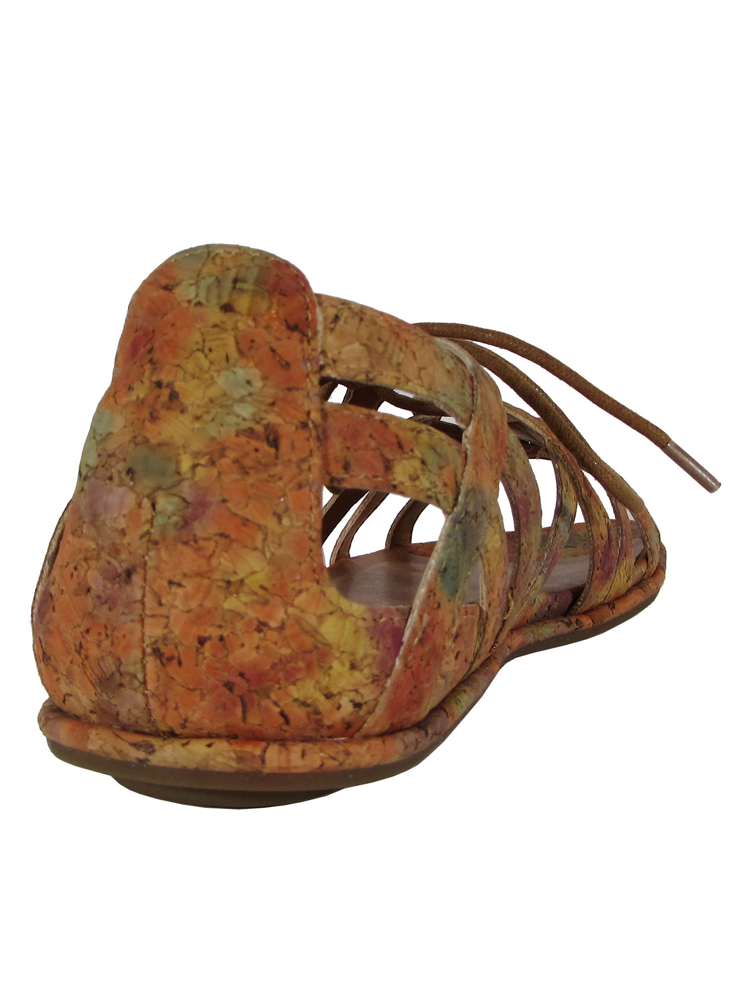 Gentle Souls Womens Orly Cork Flat Ghillie Sandal Shoes Natural Floral US 9