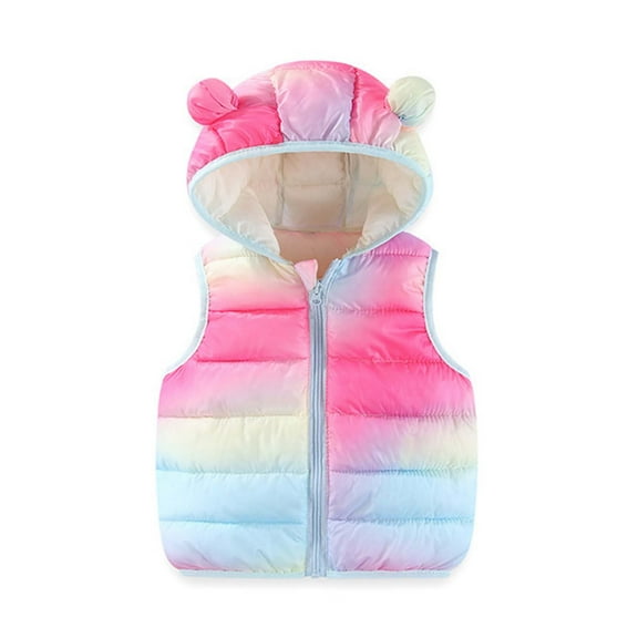 FAIWAD Kids Girl Boy Thermal Fuzzy Hooded Jacket Sleeveless Padded Warm Winter Zipper Up Waistcoat with pocket