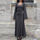 thumbnail image 4 of Vestido con cordones Otoño Largo Estilo casual Mujer Traje de vacaciones simple Kuymtek Gris oscuro T M para Mujer, 4 of 6