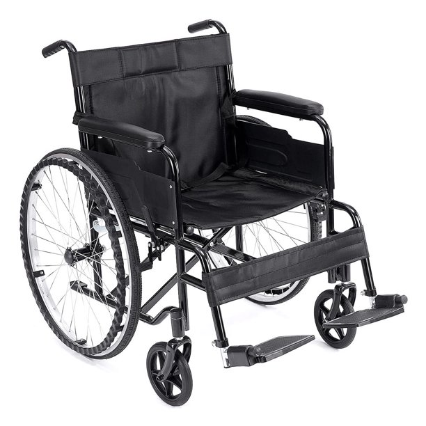 OVERDRIVE Comfortable Lightweight Wheelchair with Swing Away Elevating Leg Rest, Extended Seat