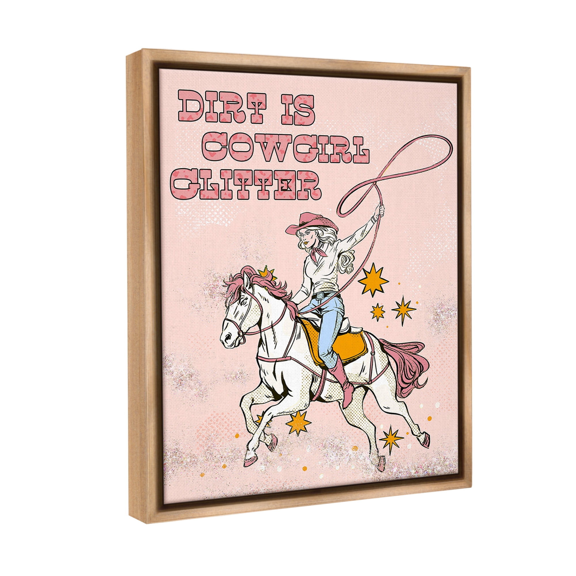 Stupell Industries Dirt Is Cowgirl Glitter Animals & Insects Painting Brown Floater Framed Canvas Art Print Wall Art, 25 x 31