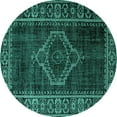 thumbnail image 1 of Ahgly Company Machine Washable Indoor Round Persian Turquoise Blue Bohemian Area Rugs, 7' Round, 1 of 4