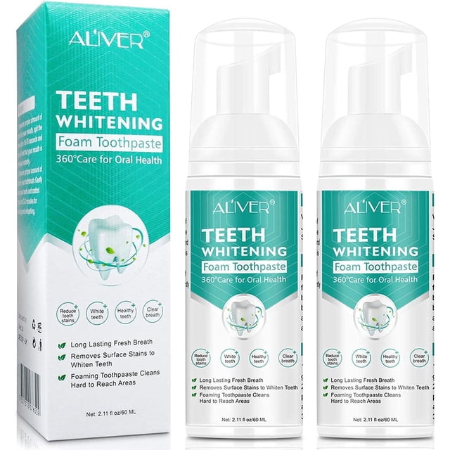 Espuma De Pasta De Dientes Blanqueadora, Pasta De Dientes Con Bicarbonato De Sodio, Pasta De Dientes Con Eliminación Intensiva De Manchas, 360Care Para Una Higiene Bucal Saludable