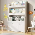 thumbnail image 3 of Cozy Castle 3 Tiers Kids Bookshelf, Multifunctional Book and Toy Storage Organizer, Wooden Kids Bookcase with Cabinet for Bedroom, Playroom, Nursery, White, 3 of 8