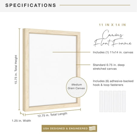 MCS Canvas Float Frames 16x20 Frame, Black Frame for Finished Canvases, Vertical & Horizontal Wall Hanging Large Frame with Adhesive for Canvas Paintings (1-Pack)