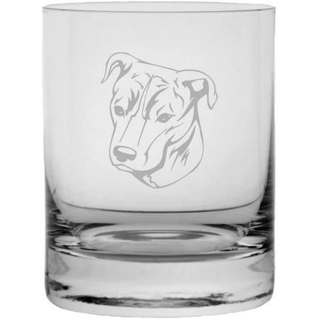 

Mountain Cur Dog Themed Etched 11oz Crystal Rocks Whisky Glass