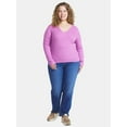 thumbnail image 2 of Terra & Sky Women's Plus Long Sleeve Notch Neck Top, Sizes 0X-5X, 2 of 5