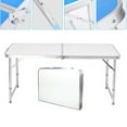 thumbnail image 4 of 3FT Small Camping Folding Table Adjustable Height Aluminum Folding Table for Picnic Party BBQ, Plastic RV Suitcase Table Portable Lightweight Fold Up Utility Outdoor Tables,White, 4 of 16