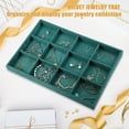 thumbnail image 3 of Unique Bargains 12 Grid Jewelry Tray Stackable Tray Showcase for Rings Earrings Necklace Bracelet Pendants Dark Green, 3 of 8