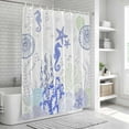 thumbnail image 6 of Coastal Purple Shower Curtain, Waterproof Shower Curtains for Bathroom, Ocean Coral Starfish Jellyfish Seahorse Washable Fabric Bathtub Curtain Set Bath Decor with 12 Hooks Stall 36"x72", 6 of 8