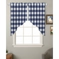 thumbnail image 2 of Navy Blue Check Swag Valances for Windows, Farmhouse Buffalo Plaid Blue Rod Pocket Sheer Valances for Small Windows, Swag Toppers Light Filtering for Kitchen Living Room 2 Panels 36''x36'', 2 of 6