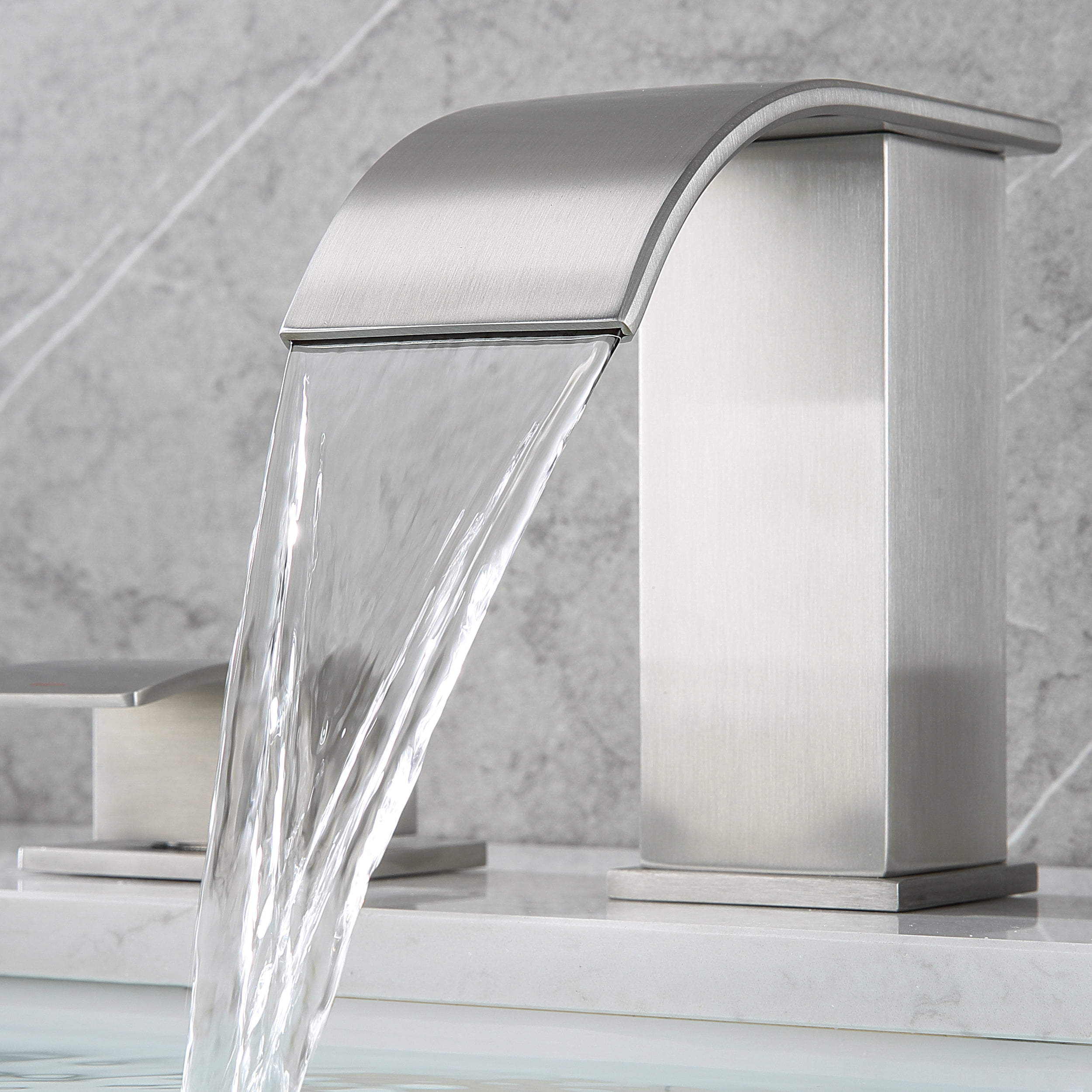 Bathroom Sinks Faucets 2-Handles 8 Inch 3 Hole - Widespread Waterfall Bathroom Sinks Brushed Nickel Faucet Gagalife