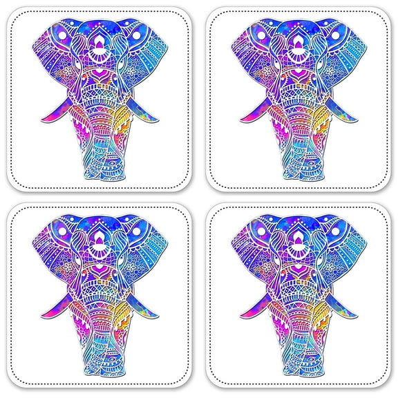 Vinyl Drink Coasters - Set of 4 - Ornamental Elephant
