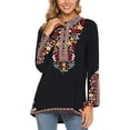 thumbnail image 3 of Embroidered Tops Long Sleeve Women's Mexican Boho Peasant Casual Loose Tunics Fall Blouse Shirts for Women, 3 of 7