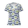 thumbnail image 4 of Wukai Daisy Striped Nautical Casual V-Neck Graphic Tees for Women: Lightweight and Breathable Summer Tops with Stylish Design-X-Large, 4 of 8
