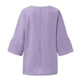 thumbnail image 6 of under 10.00 LYXSSBYX Womens Tops Plus Size Tunic Women's Summer Fashion Cropped Sleeves Round Neck Cotton Line Loose Shirt Blouse, 6 of 6