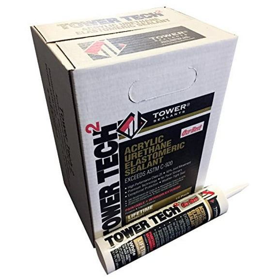 Tower Sealants TS-00215 10.1 fl-Ounce Tower Tech 2 Acrylic Urethane Sealant, White - Pack of 12