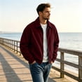 thumbnail image 5 of Men's Bomber Corduroy Jacket Long Sleeve Fashion Stylish Jacket Winter Warm Outdoor Hiking Zip Up Sweater Jacket for Office Daily Travel Outerwear Coat with Pockets, 5 of 6