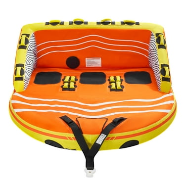 KFFKFF Boating Inflatable Tube, Suitable for 1-3 Passengers, Water Sport Tubes and Towables with a Load Limit of 510lbs, Fun Water Towable Tube for Boat Pulling - Comes with Sturdy Nylon Casing