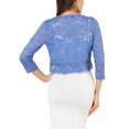 thumbnail image 3 of MODA NOVA Juniors Casual 3/4 Sleeve Sheer Lace Floral Open Front Shrug Top, 3 of 6