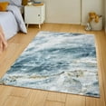 thumbnail image 3 of Ice Blue Marble Pattern Area Rugs, 4x8ft Modern Ocean Blue Art Entryway Rug Short Pile Non-Slip Soft Washable Indoor Thin Floor Carpet for Living Room Bedroom, 3 of 6