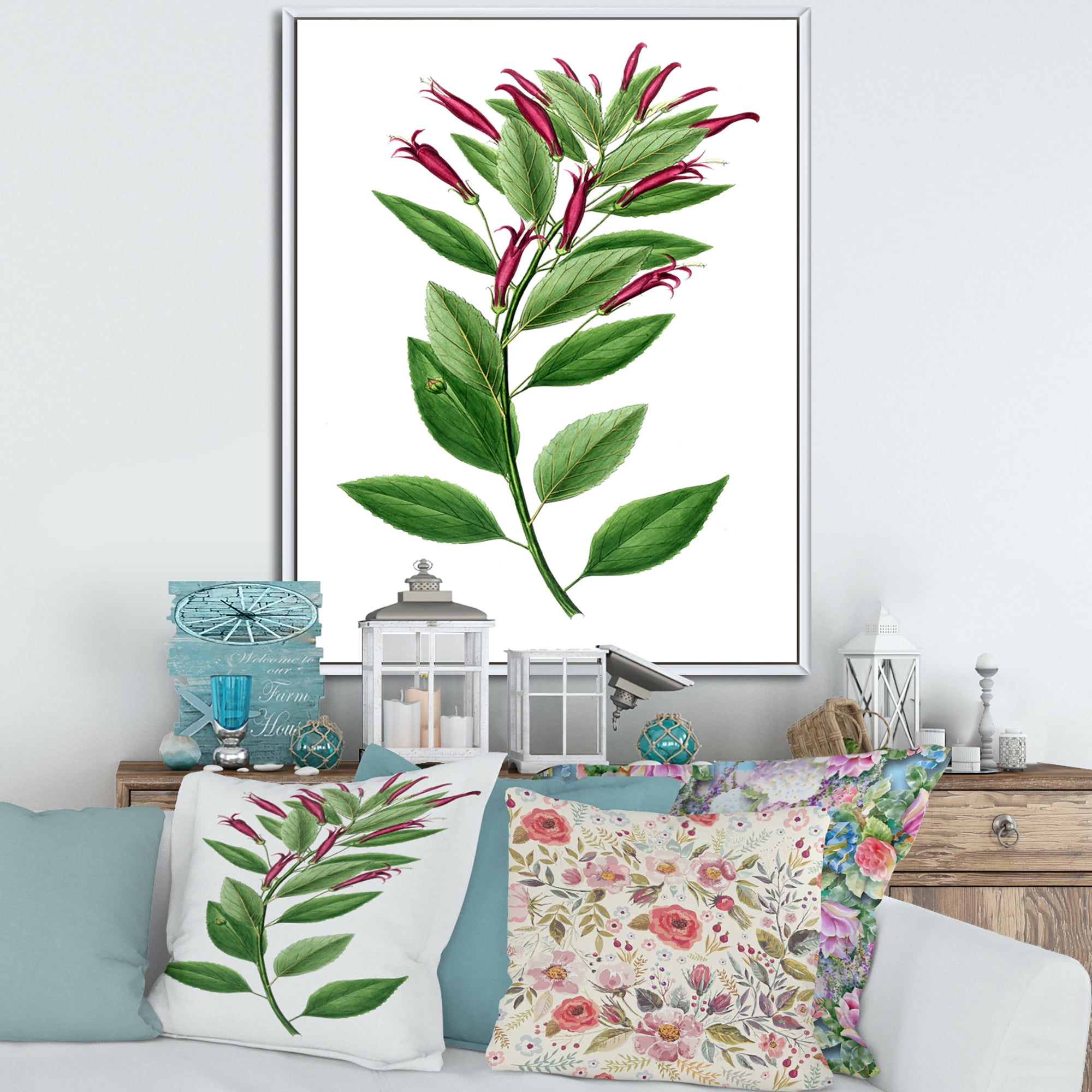 Designart 'Ancient American Flora V' Traditional Framed Canvas Wall Art Print