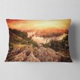 thumbnail image 2 of Designart Vintage Mountain Sunrise - Landscape Photography Throw Pillow - 12x20, 2 of 5