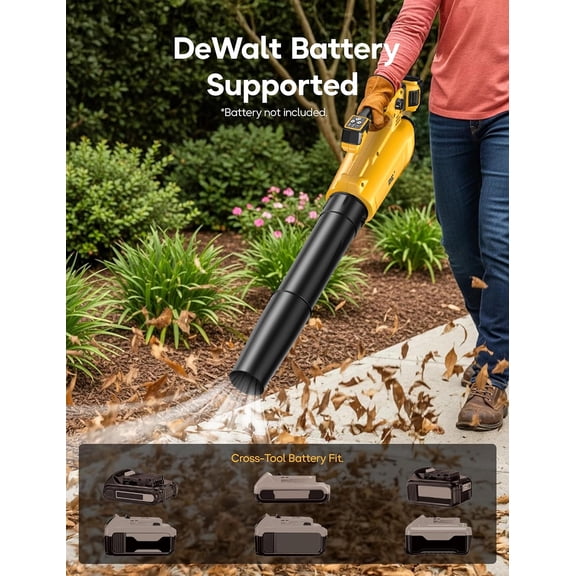 Leaf Blower Cordless, for DeWalt 20V Max Battery, Battery Powered Snow Blower Electric, 420 CFM, with Adjustable Handle, 3 Speeds, for Driveway, , Backyard (Bare Tool Only)