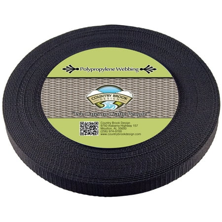 Lightweight Polypro Webbing - Country Brook Design® 3/4 Inch Black Heavy Polypropylene (Polypro) Webbing