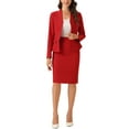 thumbnail image 3 of INSPIRE CHIC Women's Suit Sets Business Outfits Collarless Peplum Blazer Formal Pencil Skirt Suit 2 Piece Set M Red, 3 of 7