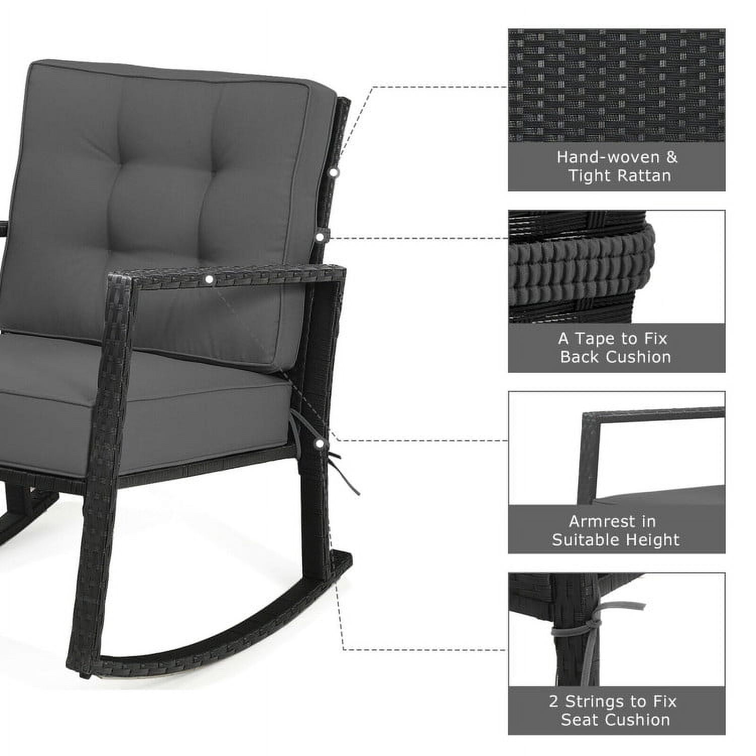 Aimee Lii Outdoor Rocking Chair, Patio Rocker Chair, Weather Resistant,for Lawn, Porch, Backyard, Indoor and Garden, Gray