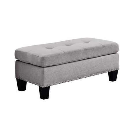 Hill Linen - Bowery Hill Kenwood Light Gray Linen Ottoman